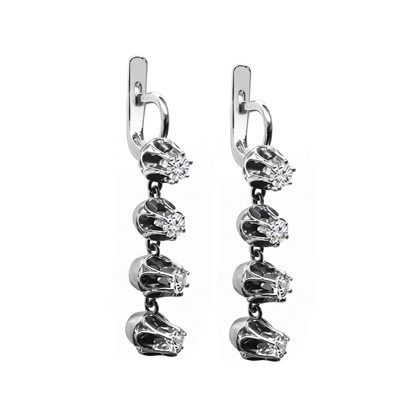 Russian Vintage Style Diamond dangle earrings 14K