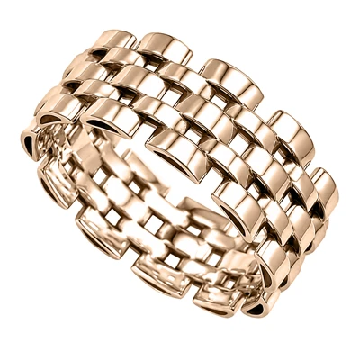 14k Gold Panther Link Band Men Ring