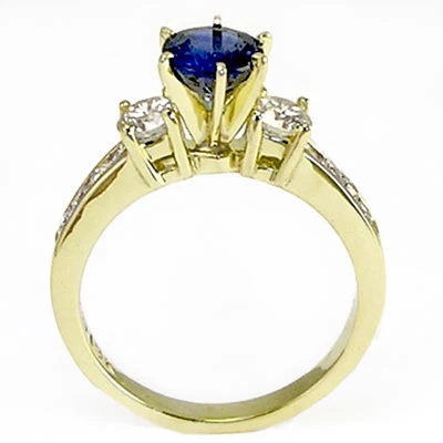 Lab Grown Sapphire Diamond Ring 14k Gold