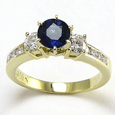 Lab Grown Sapphire Diamond Ring 14k Gold