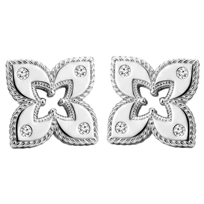 Silver European style Flower CZ Sapphire Earrings