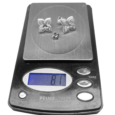 Silver European style Flower CZ Sapphire Earrings