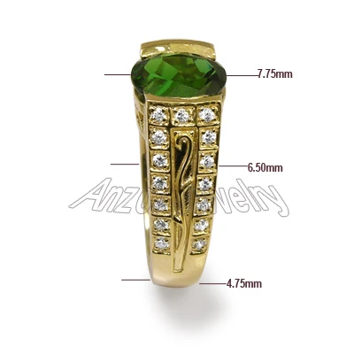Men's Green Tourmaline Lab Grown Diamond Ring 18K