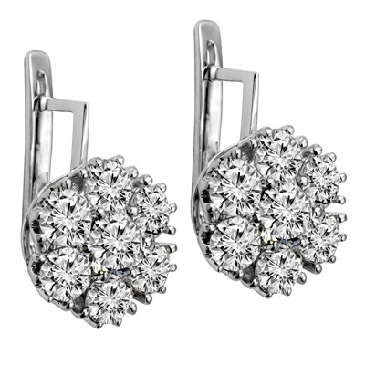 Russian vintage Style Lab Grown Diamond Malinka Earrings 14k gold