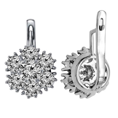 Russian vintage Style Lab Grown Diamond Malinka Earrings 14k gold