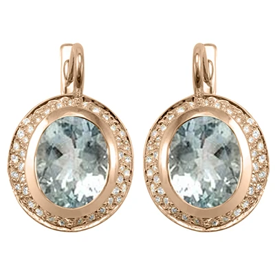 14k Gold Aquamarine and Diamond Earrings 1.52ct.