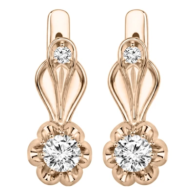 14k Rose Gold Diamond Russian sryle Earrings 585