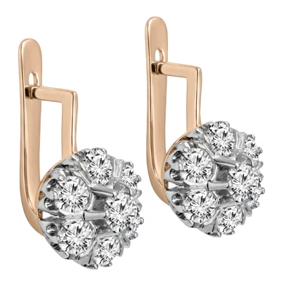 Russian style Lab Grown Diamond earrings 14k Gold