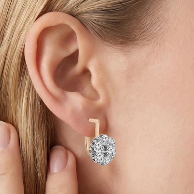 Russian style Lab Grown Diamond earrings 14k Gold