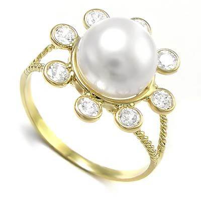 9.5mm Pearl Ring with CZ R192