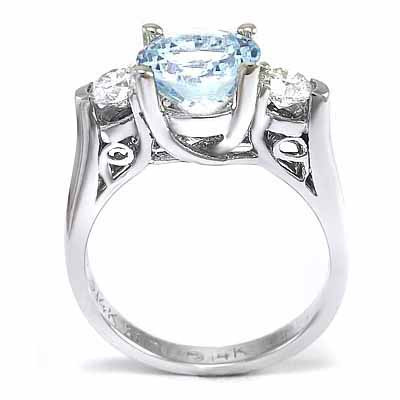 14k Gold Aquamarine Diamond Ring R699