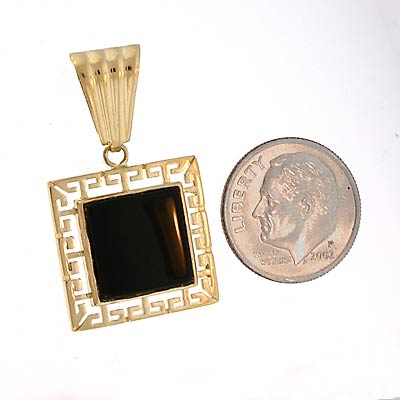 14k Gold Onyx Pendant P343