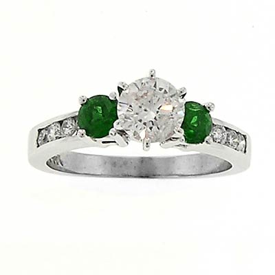 14k Gold Tsavorite Diamond Ring R727 14k Gold Tsavorite Diamond Ring R727