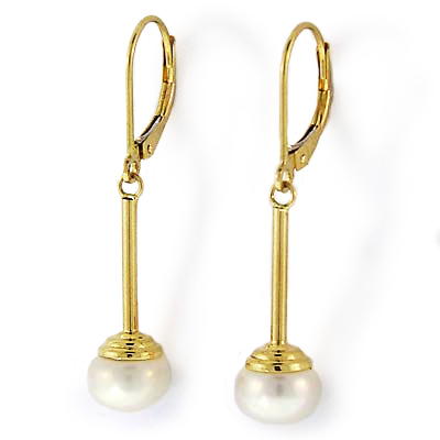14k Gold Pearl Drop Earrings E648 14k Gold Pearl Drop Earrings E648