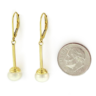 14k Gold Pearl Drop Earrings E648 14k Gold Pearl Drop Earrings E648