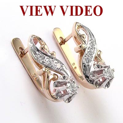 Old Russian style Malinka Diamond Earrings 585 E661