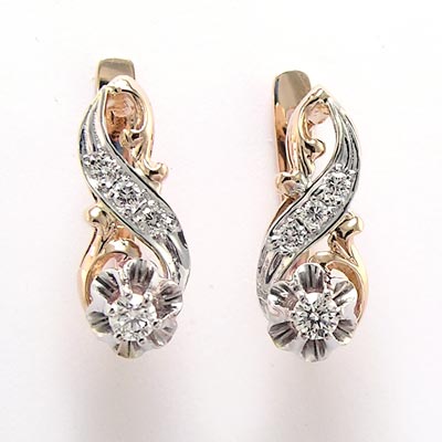 Old Russian style Malinka Diamond Earrings 585 E661