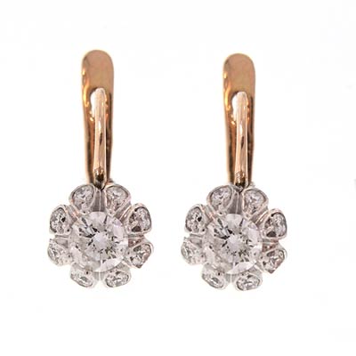 Russian Style Natural Diamond Earrings 1.84cwt 585 E651 Russian Style Natural Diamond Earrings 1.84cwt 585 E651