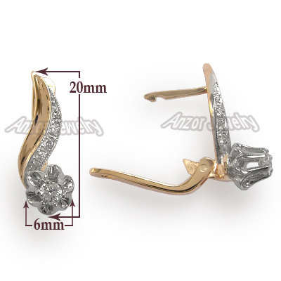 14k Rose White Gold Russian Style Diamond Earrings E664
