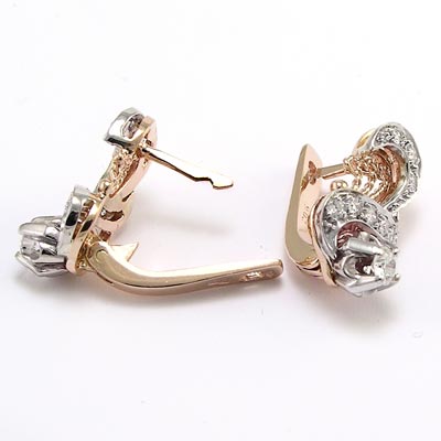 Russian vintage European style diamond earring 14k E663