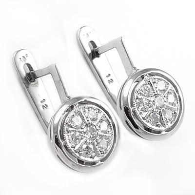 Russian style Genuine F VS1 Diamond Earrings 14k gold #E673