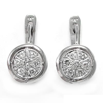 Russian style Genuine F VS1 Diamond Earrings 14k gold #E673