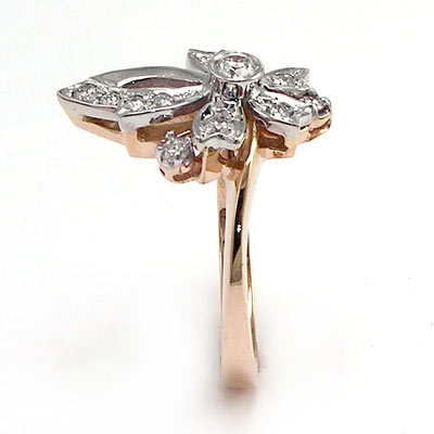 Russian style 14k Rose & White Gold Diamond Ring R740