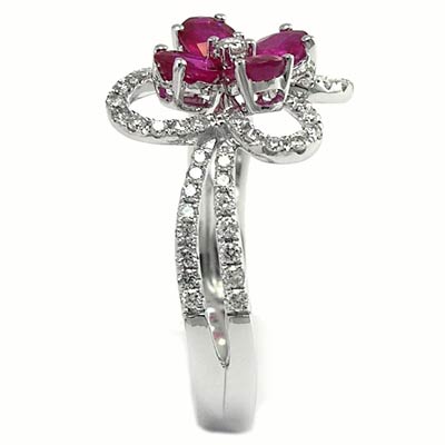 18k Gold Ruby Diamond Flower Ring R750 18k Gold Ruby Diamond Flower Ring R750