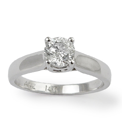 14K White Gold Solitaire Diamond Ring R761
