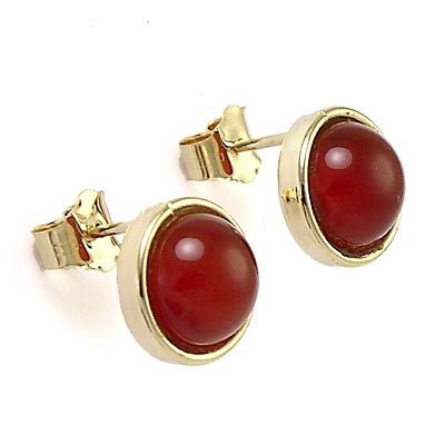 14k Gold Red Onyx Studs E686