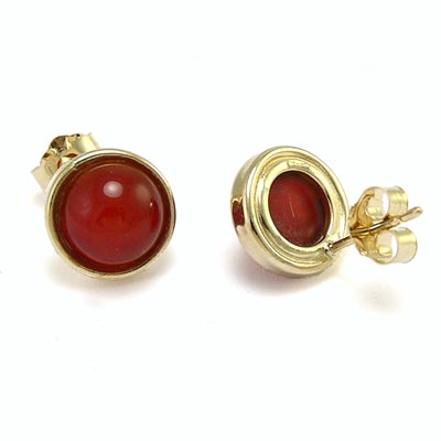 14k Gold Red Onyx Studs E686