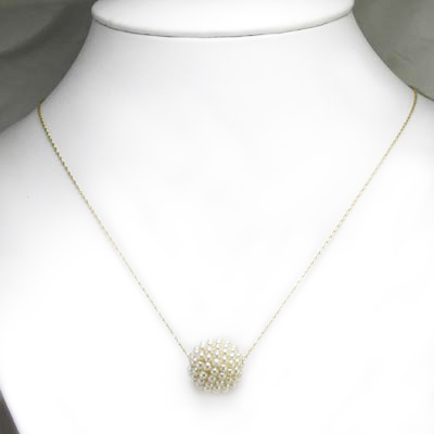 14k Yellow Gold Pearl Pendant Necklace P355