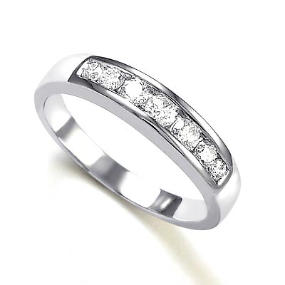 14k White Gold Wedding Band Diamond Ring R782