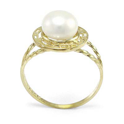14k Pearl Greek Design Ring R796 14k Pearl Greek Design Ring R796
