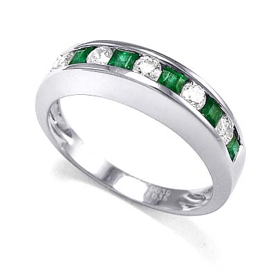 Princess emerald round cut Diamond ring 18k R800