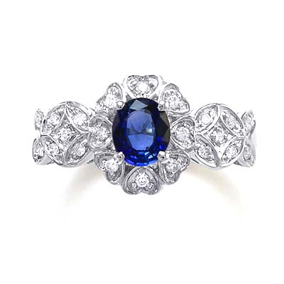 Ceylon Sapphire Diamond Ring in 18k White Gold R801 Ceylon Sapphire Diamond Ring in 18k White Gold R801