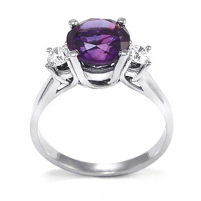 14k Gold Amethyst Diamond Ring R802
