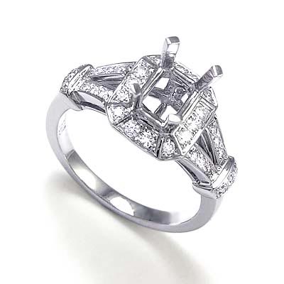 18k White Gold Diamond Ring Setting R794