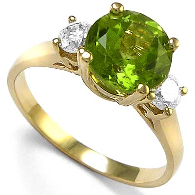 Peridot and Diamond Ring in 14k Gold R803