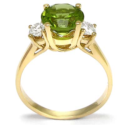 Peridot and Diamond Ring in 14k Gold R803