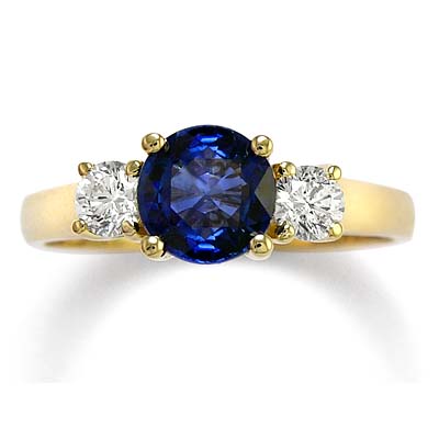 Ceylon Sapphire and Diamond Ring 14k Gold R807