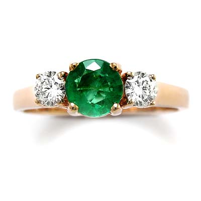 14k Rose Gold Emerald Diamond Ring R811 14k Rose Gold Emerald Diamond Ring R811