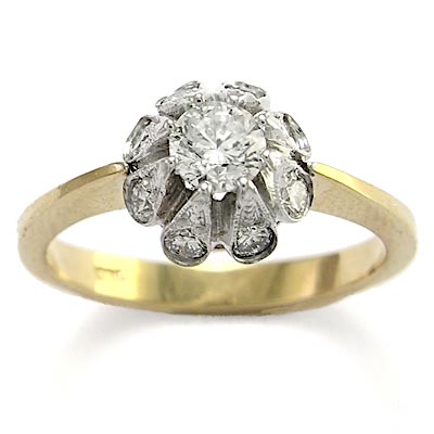 Russian Style Diamond Ring 585 Two-Tone Gold R827
