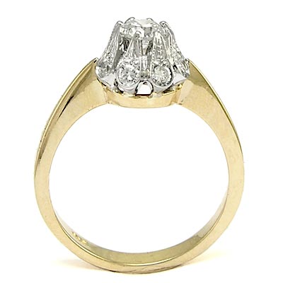 Russian Style Diamond Ring 585 Two-Tone Gold R827