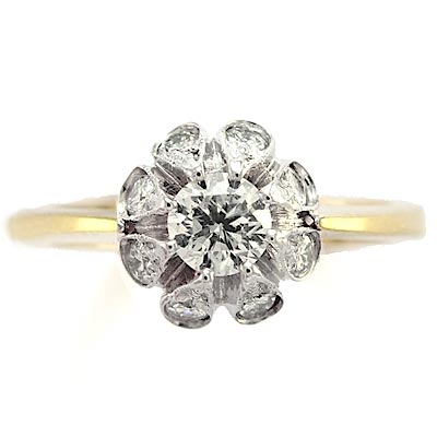 Russian Style Diamond Ring 585 Two-Tone Gold R827