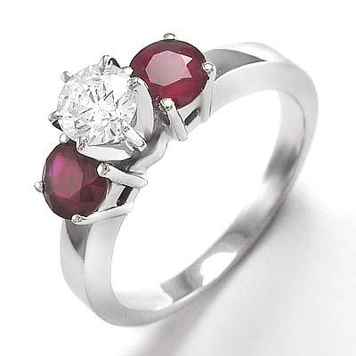 14k White Gold  Ruby Diamond Ring R821