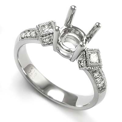 18k White Gold Diamond Ring Setting R834