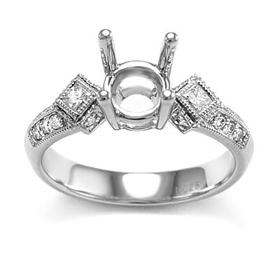 18k White Gold Diamond Ring Setting R834