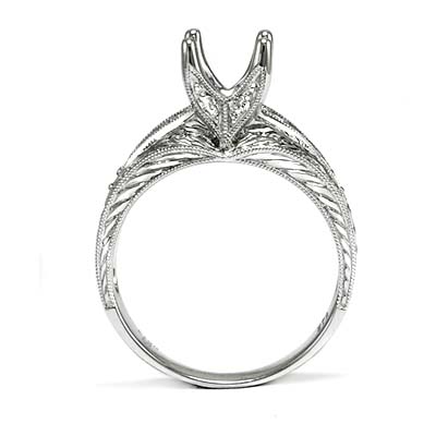18k Solid white gold diamond semi mount  ring #R836