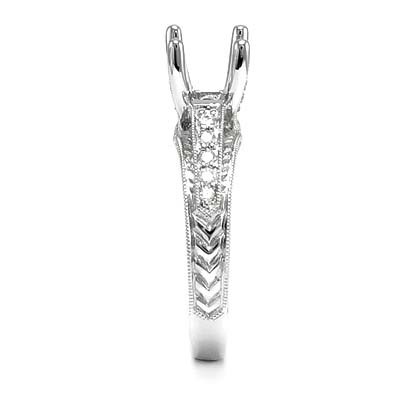 18k Solid white gold diamond semi mount  ring #R836